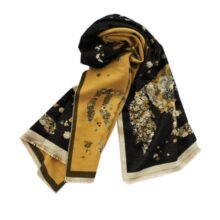 Sjaal Dames - Bloemen - Paarden - Zwart/Geel