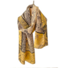 Zijden Sjaaltje - Halsdoek Dames - Planten - Goud
