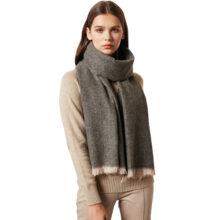 Gebreide Wolmix Sjaal - Dames Sjaal - Dark Grey