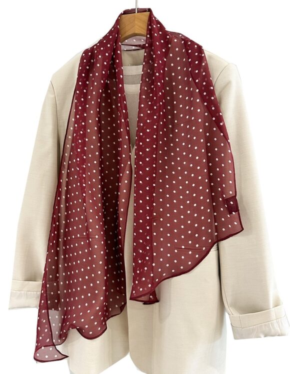 Zijden Sjaaltje - Halsdoek Dames - Zijde - Stippen - Rood Zijden Sjaaltje - Halsdoek Dames - Zijde - Stippen - Rood