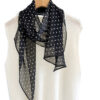 Zijden Sjaaltje - Halsdoek Dames - Zijde - Stippen - Zwart