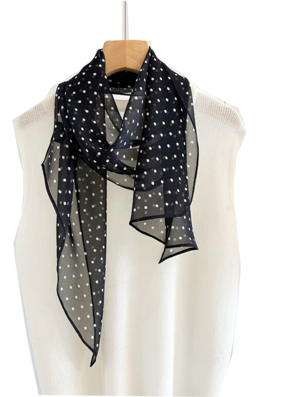 Zijden Sjaaltje - Halsdoek Dames - Zijde - Stippen - Zwart Zijden Sjaaltje - Halsdoek Dames - Zijde - Stippen - Zwart