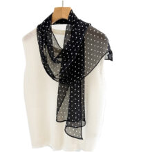 Zijden Sjaaltje - Halsdoek Dames - Zijde - Stippen - Zwart
