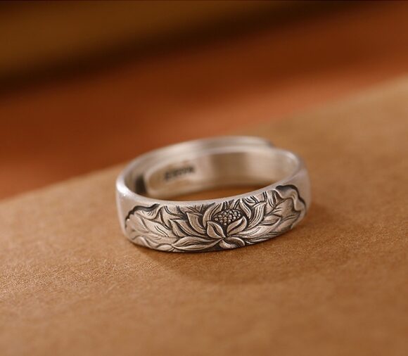 Zilveren Ring Dames - Lotus Ring - Verstelbare Ring Zilveren Ring Dames - Lotus Ring - Verstelbare Ring