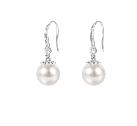 Zilveren Oorhangers Dames - Parel Oorbellen Zilveren Oorhangers Dames - Parel Oorbellen