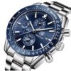 Stalen Heren Horloge - Chronograaf - Polshorloge - Verstel Tool - Blauw