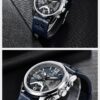 Horloge Heren - Leren Band - Chronograaf - Blauw