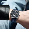 Horloge Heren - Leren Band - Chronograaf - Blauw