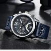 Horloge Heren - Leren Band - Chronograaf - Blauw