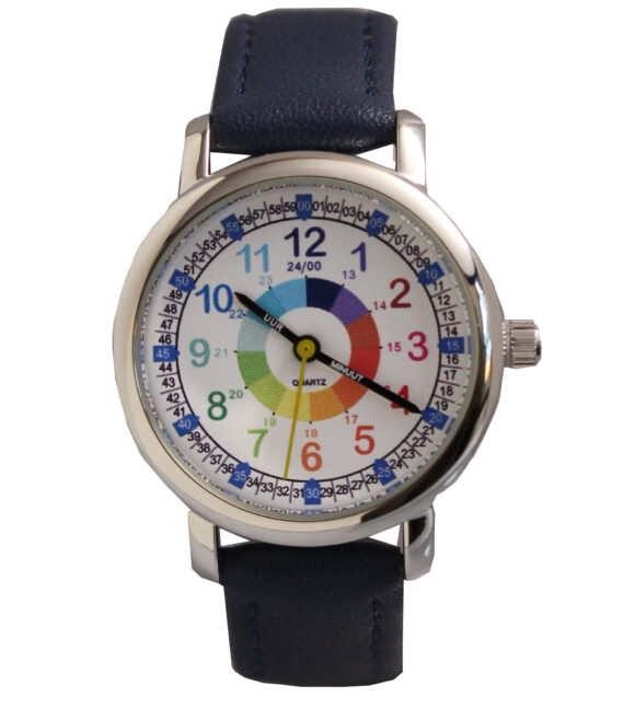 Kinderhorloge - Horloge Kind - Regenboog - Leren Klokkijken - Blauw