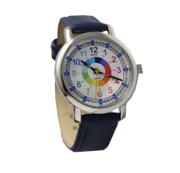 Kinderhorloge - Horloge Kind - Regenboog - Leren Klokkijken - Blauw