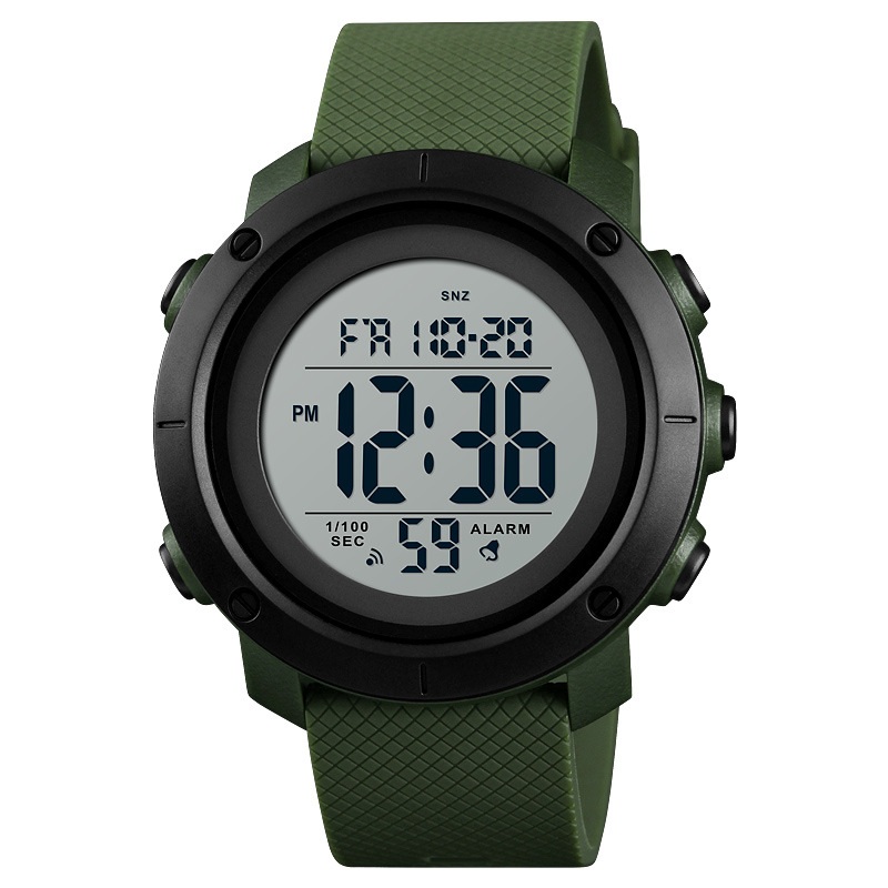 Sporthorloge – Horloge Heren – Countdown – Stopwatch – Dual Time – Legergroen