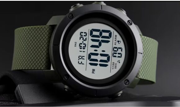 Sporthorloge - Horloge Heren - Countdown - Stopwatch - Dual Time - Legergroen