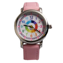Horloge Meisjes - Kinderhorloge - Regenboog - Leren Klokkijken - Roze Horloge Meisjes - Kinderhorloge - Regenboog - Leren Klokkijken - Roze
