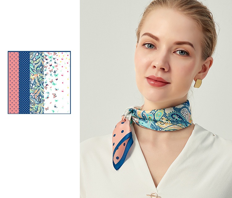 Zijden Sjaal – Halsdoek Zijde – Gemengde Print – Sjaal Dames – 52 x 52 cm
