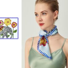 Zijden Sjaal - Halsdoek Zijde - Bloemen Print - Sjaal Dames - 52 x 52 cm Zijden Sjaal - Halsdoek Zijde - Bloemen Print - Sjaal Dames - 52 x 52 cm