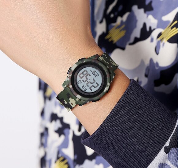 Kinderhorloge - Stopwatch - Alarm - Backlight - Legergroen