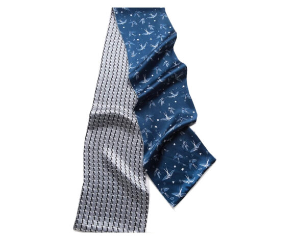 Stropdassjaal Zijde - Ascot - Heren - Zijden Sjaal - Vogels - 145 x 16cm