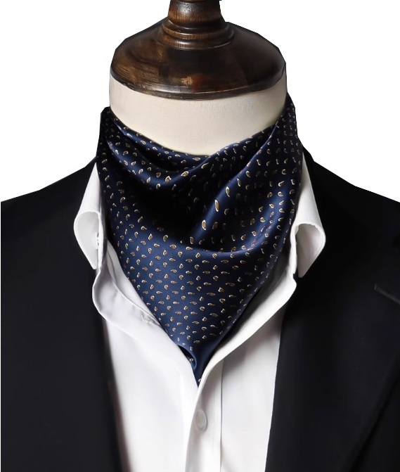 Stropdassjaal Zijde - Ascot - Heren - Zijden Sjaal - Blauw - 53 x 53cm