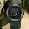 Horloge Heren - Sporthorloge - Countdown - Stopwatch - Nylon Band - Groen