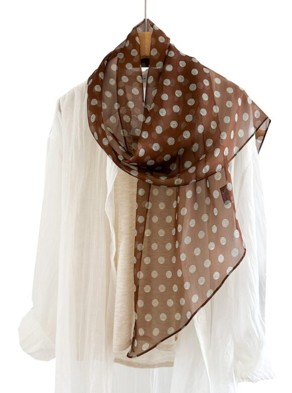 Zijden Sjaaltje - Halsdoek Dames - Zijde - Stippen - Bruin Zijden Sjaaltje - Halsdoek Dames - Zijde - Stippen - Bruin