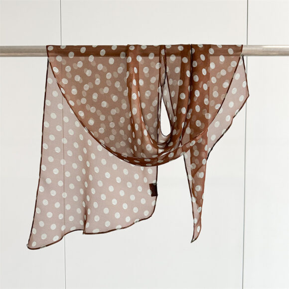 Zijden Sjaaltje - Halsdoek Dames - Zijde - Stippen - Bruin Zijden Sjaaltje - Halsdoek Dames - Zijde - Stippen - Bruin