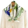 Zijden Sjaal – Halsdoek – Bloemen Vogels – Sjaal Dames - 65 x 65cm