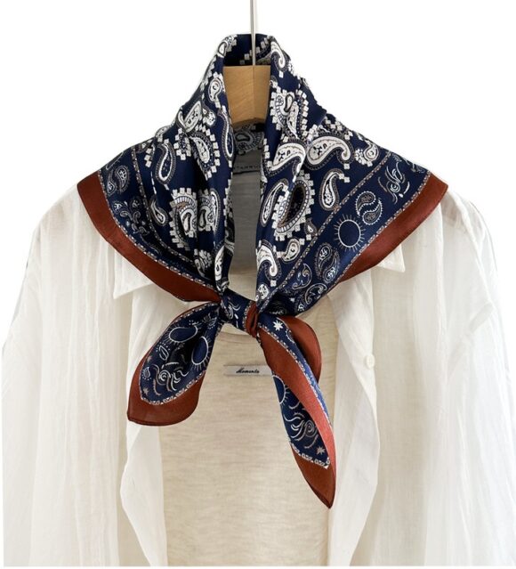 Zijden Sjaal - Halsdoek - Paisley Print - Sjaal Dames - 65 x 65cm