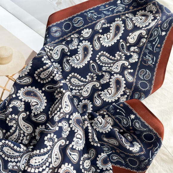 Zijden Sjaal - Halsdoek - Paisley Print - Sjaal Dames - 65 x 65cm