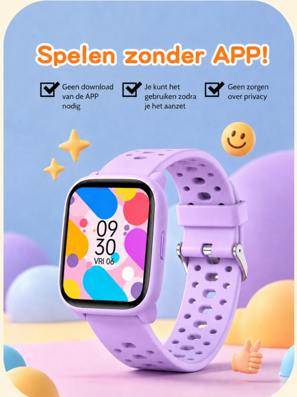 Smartwatch Kinderen - Geen App Nodig - Stopwatch - Stappen Smartwatch Kinderen - Geen App Nodig - Stopwatch - Stappen - Paars