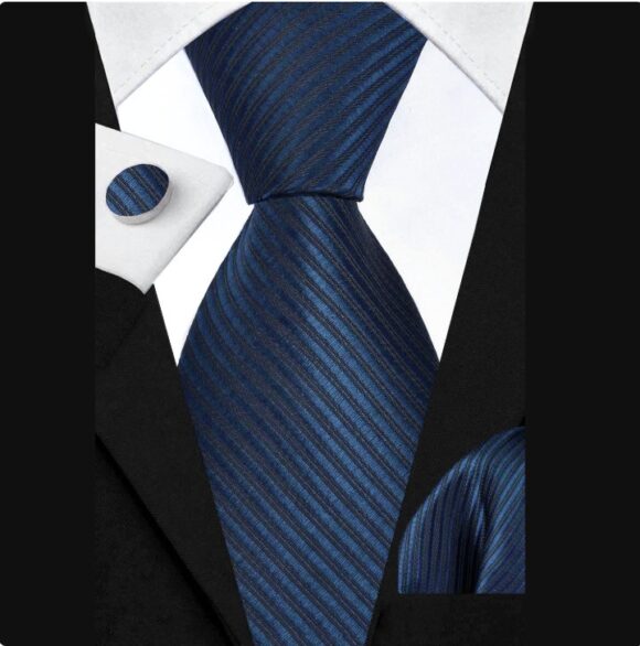 Stropdas Set - Pochet - Manchetknopen - Blauw Stropdas Set – Stropdas - Pochet – Manchetknopen – Blauw