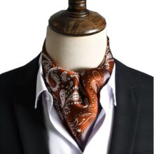 Stropdassjaal Zijde - Ascot - Zijden Sjaal - Paisley Bruin - 53 x 53cm