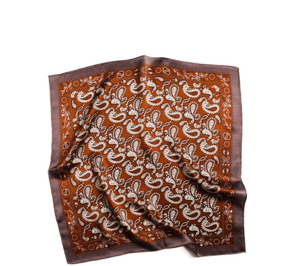 Stropdassjaal Zijde - Ascot - Zijden Sjaal - Paisley Bruin - 53 x 53cm