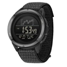 Horloge Heren - Sporthorloge - Countdown - Stopwatch - Nylon Band - Zwart
