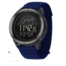 Horloge Heren - Sporthorloge - Countdown - Stopwatch - Nylon Band - Blauw