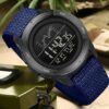 Horloge Heren - Sporthorloge - Countdown - Stopwatch - Nylon Band - Blauw